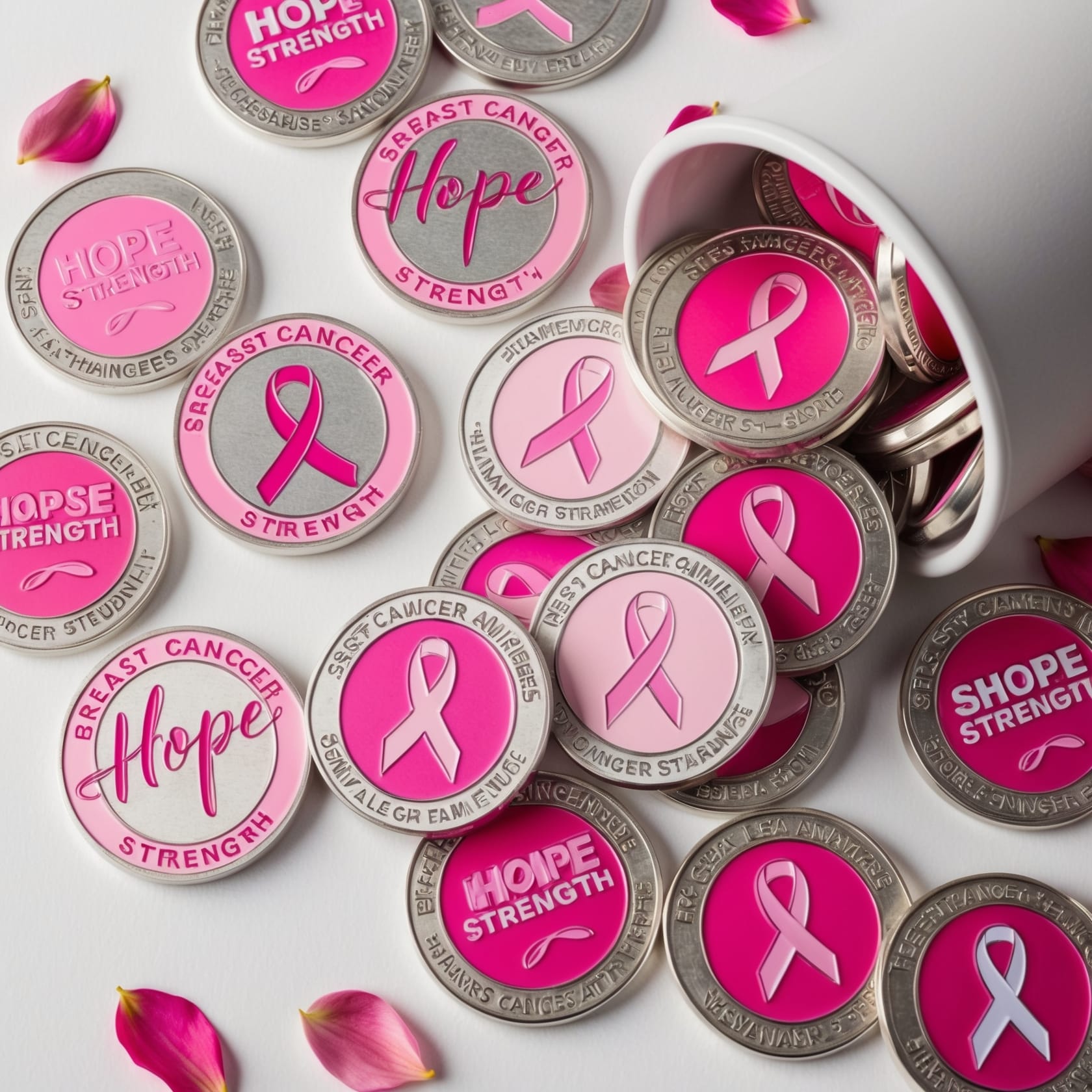 Custom breast cancer challenge coins